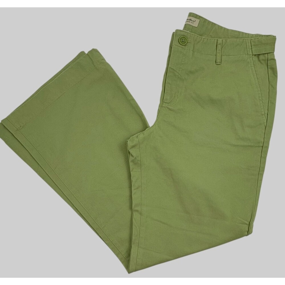 NWT Eddie Bauer Vashon Fit Chino Pants 100% Cotton Green Boot Cut Wide Leg 14